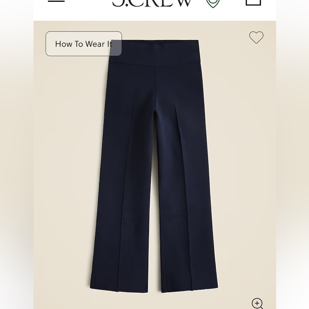 NWT J.Crew Delaney Kickout sweater pant navy XS